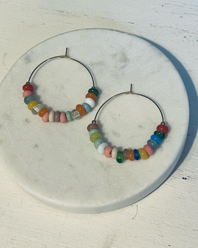 Multi-Color Java Glass Donut Earrings
