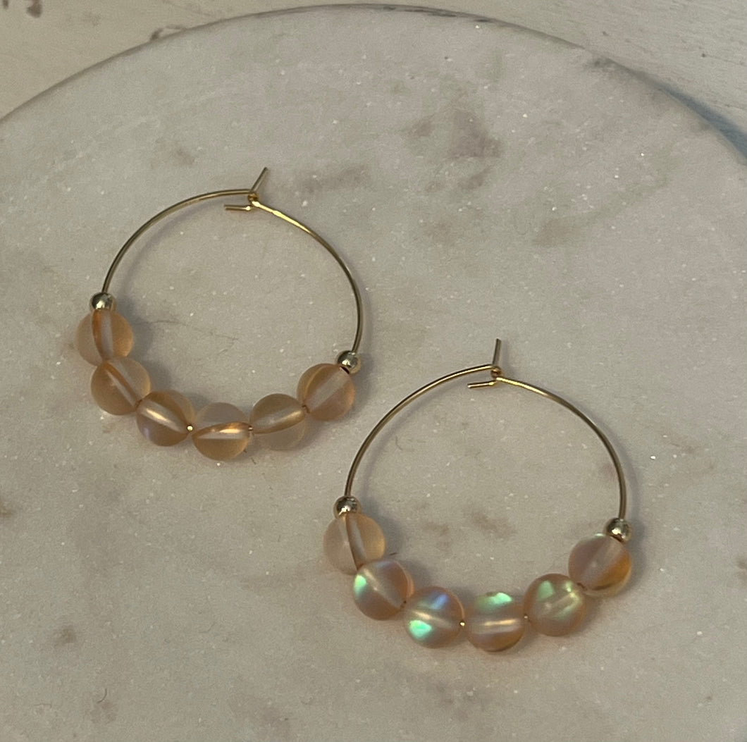 Champagne Mermaid Glass Mini Hoop Earrings