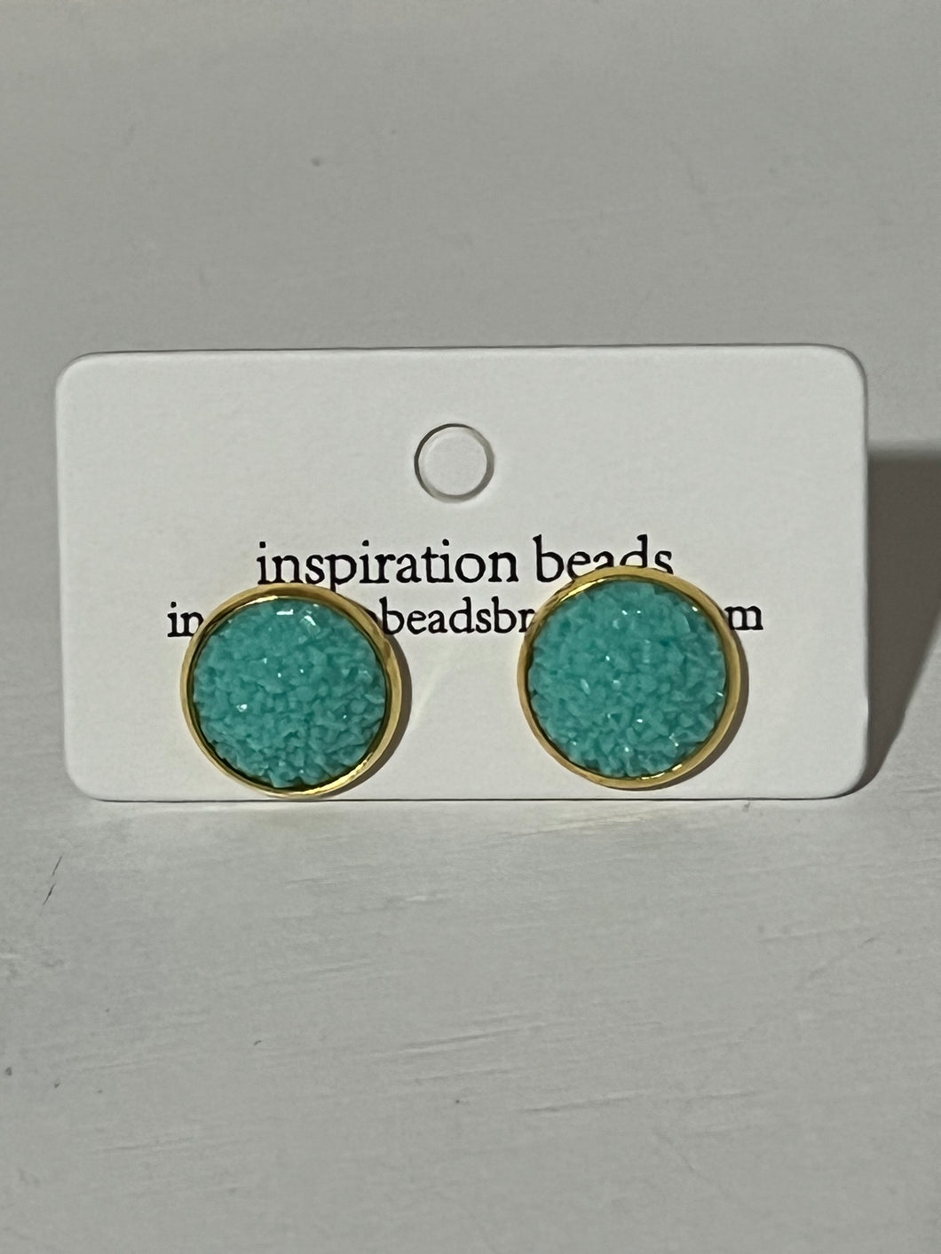 Aqua Druzy Stud Earrings