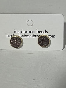 Mauve Druzy Stud Earrings