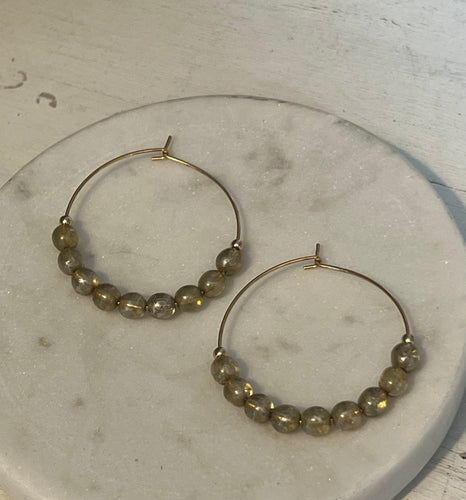 Gold Luster Czech Glass Hoop Earrings