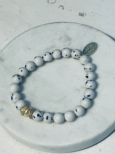 Dalmatian Jade and Gold Nugget Bracelet