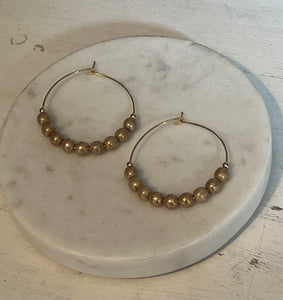 Gold Czech Glass Hoop Earrings