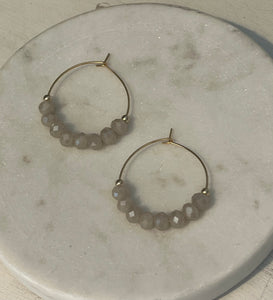Opal Czech Glass Mini Hoop Earrings