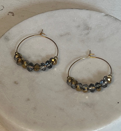 Golden Czech Glass Mini Hoop Earrings