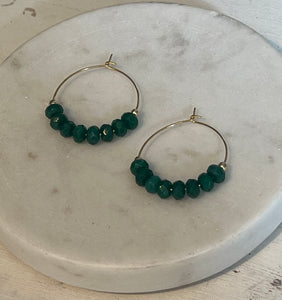 Green Agate Mini Hoop Earrings