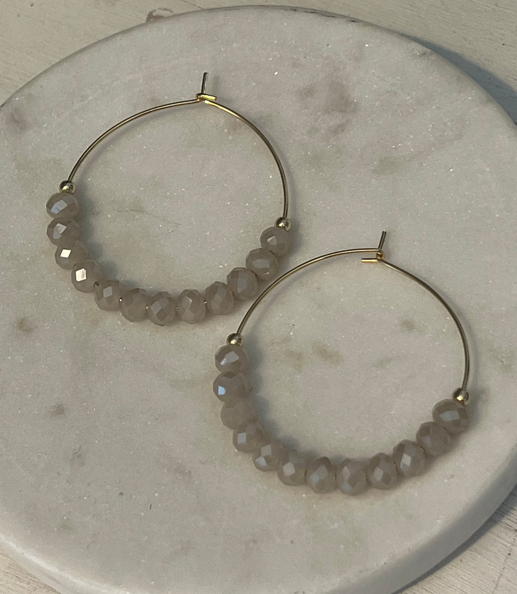 Opal Czech Glass Hoop Earrings