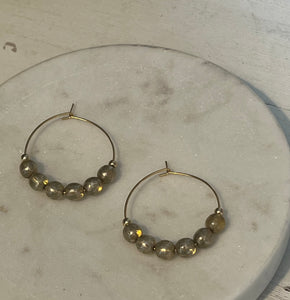 Gold Luster Czech Glass Mini Hoop Earrings