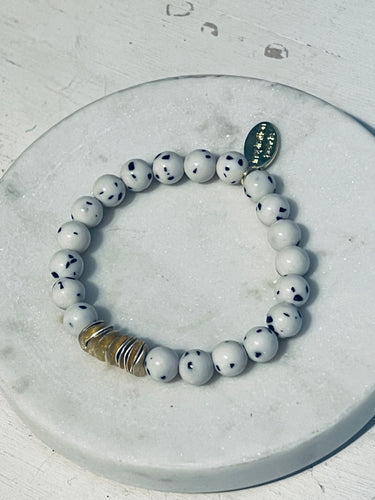 Dalmatian Jade and Gold Bracelet