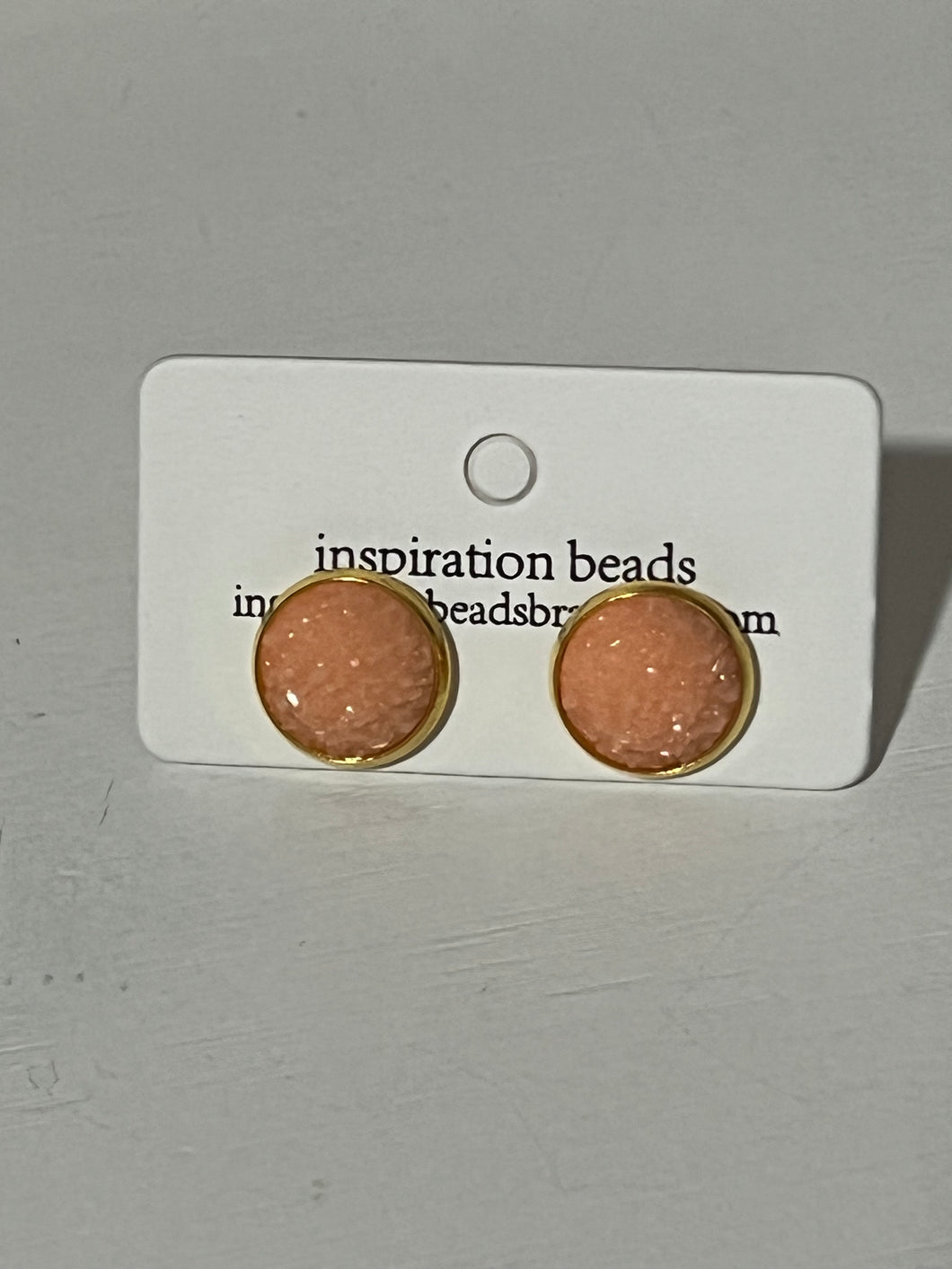 Peach Bellini Druzy Stud Earrings