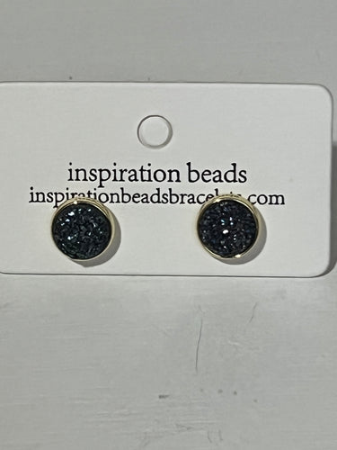 Blue Druzy Stud Earrings