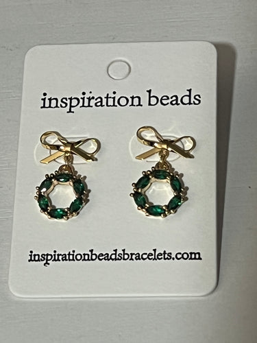 Green Pave Wreath Earrings