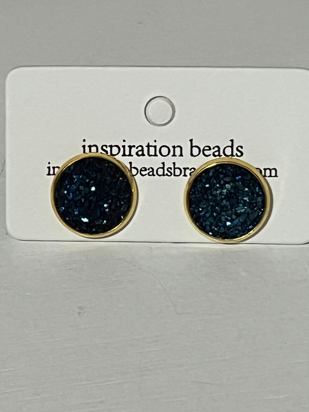 Navy Druzy Stud Earrings