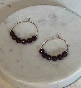 Ruby Red Jade Mini Hoop Earrings