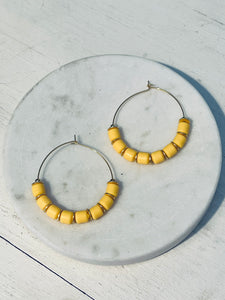 Yellow Clay Polymer Hoop Earrings
