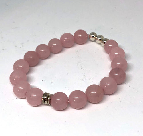 Rose Quartz and Silver Accent Layering Bracelet