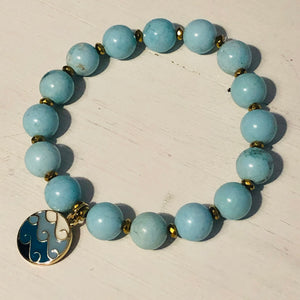 10mm Light Turquoise and Hematite Seaside Bracelet