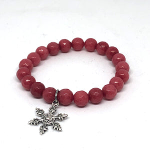 8mm Cherry Jade with Snowflake