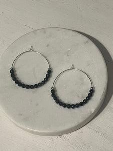 Black Onyx Hoop Earrings