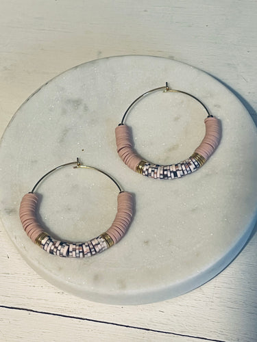 Soft Rose Hoop Earrings