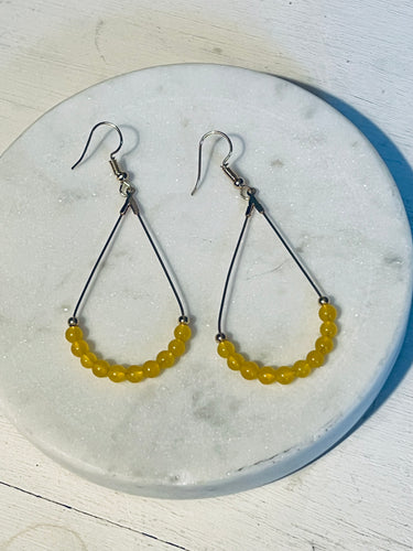 Yellow Jade Teardrop Earrings