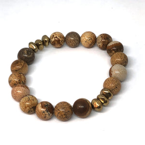 Picture Jasper and Gold Accent Layering Bracelet