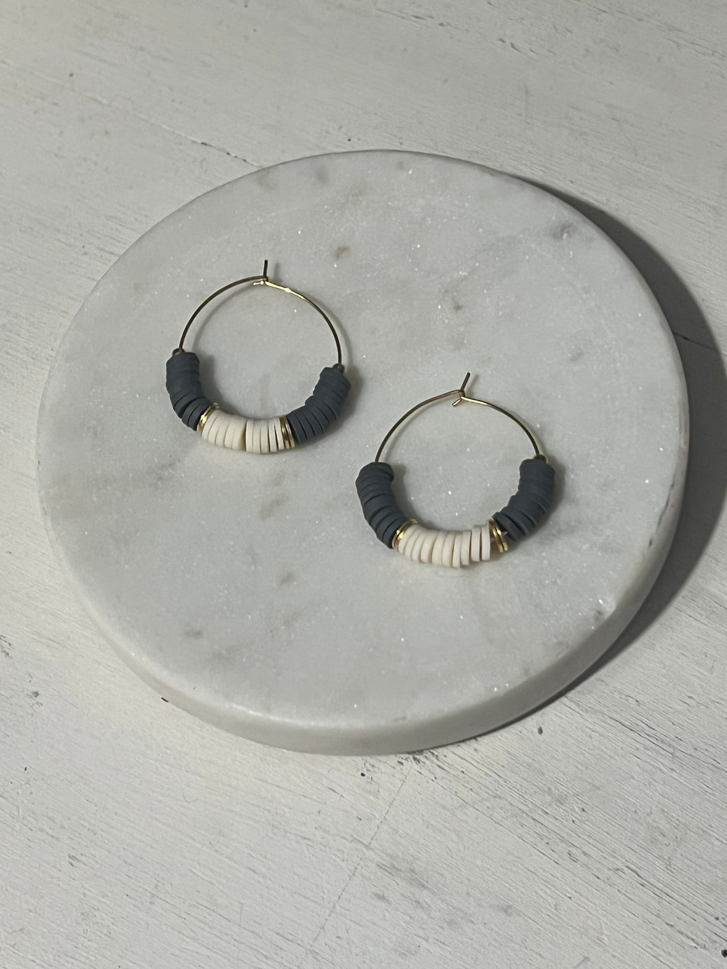 Gray/Ivory Mini Hoop Earrings