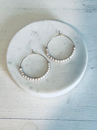 Ivory Howlite Hoop Earrings