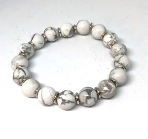 Howlite and Silver Accent Layering Bracelet