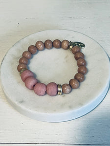 Rose Glass and Rosewood with African Brass