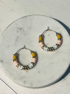Spring in Love Luxe Heishi Mini Hoop Earrings