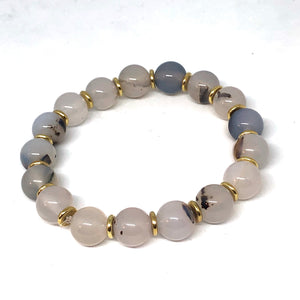 Natural Agate and Gold Accent Layering Bracelet