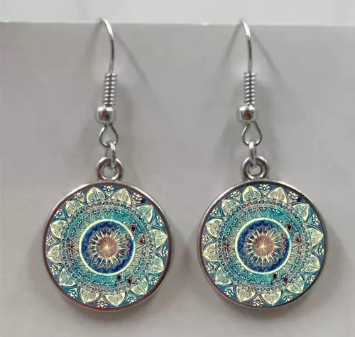 White Mandala Earrings (Silver Findings)