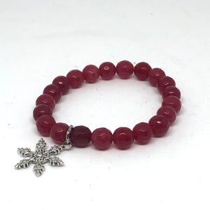8mm Red Jade with Snowflake