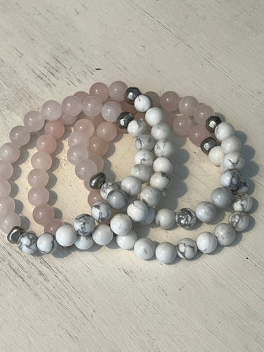 Howlite and Rose Quartz Balance Stacking Bracelet