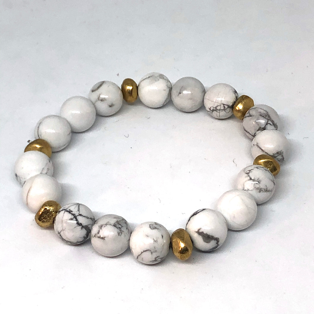 Howlite and Gold Accent Layering Bracelet