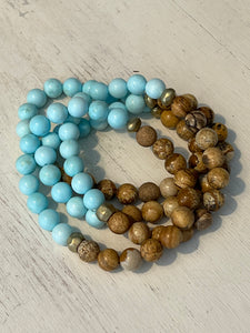 Turquoise and Picture Jasper Balance Stacking Bracelet