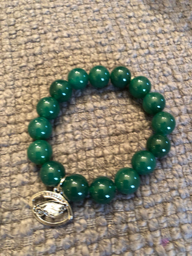 10mm Green Agate Eagles Bracelet