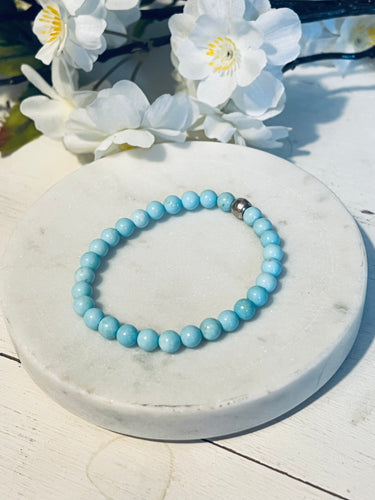 6mm Pale Blue Turquoise Stacking Bracelet