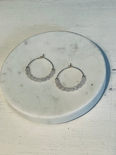 Rose Quartz Mini Hoop Earrings