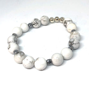 Howlite and Silver Accent Layering Bracelet