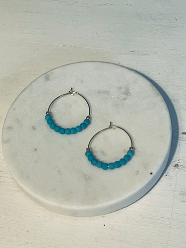 Turquoise Howlite Mini Hoop Earrings