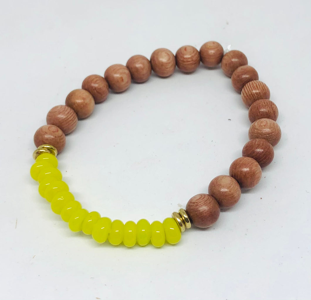 8mm Lime Java Glass and Rosewood Diffuser Bracelet