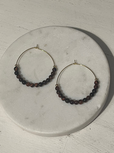 Tiger Eye Hoop Earrings