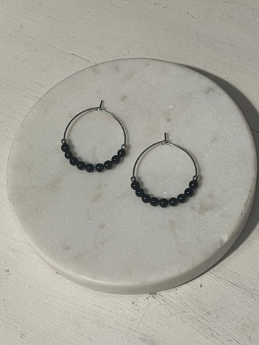 Black Onyx Mini Hoop Earrings