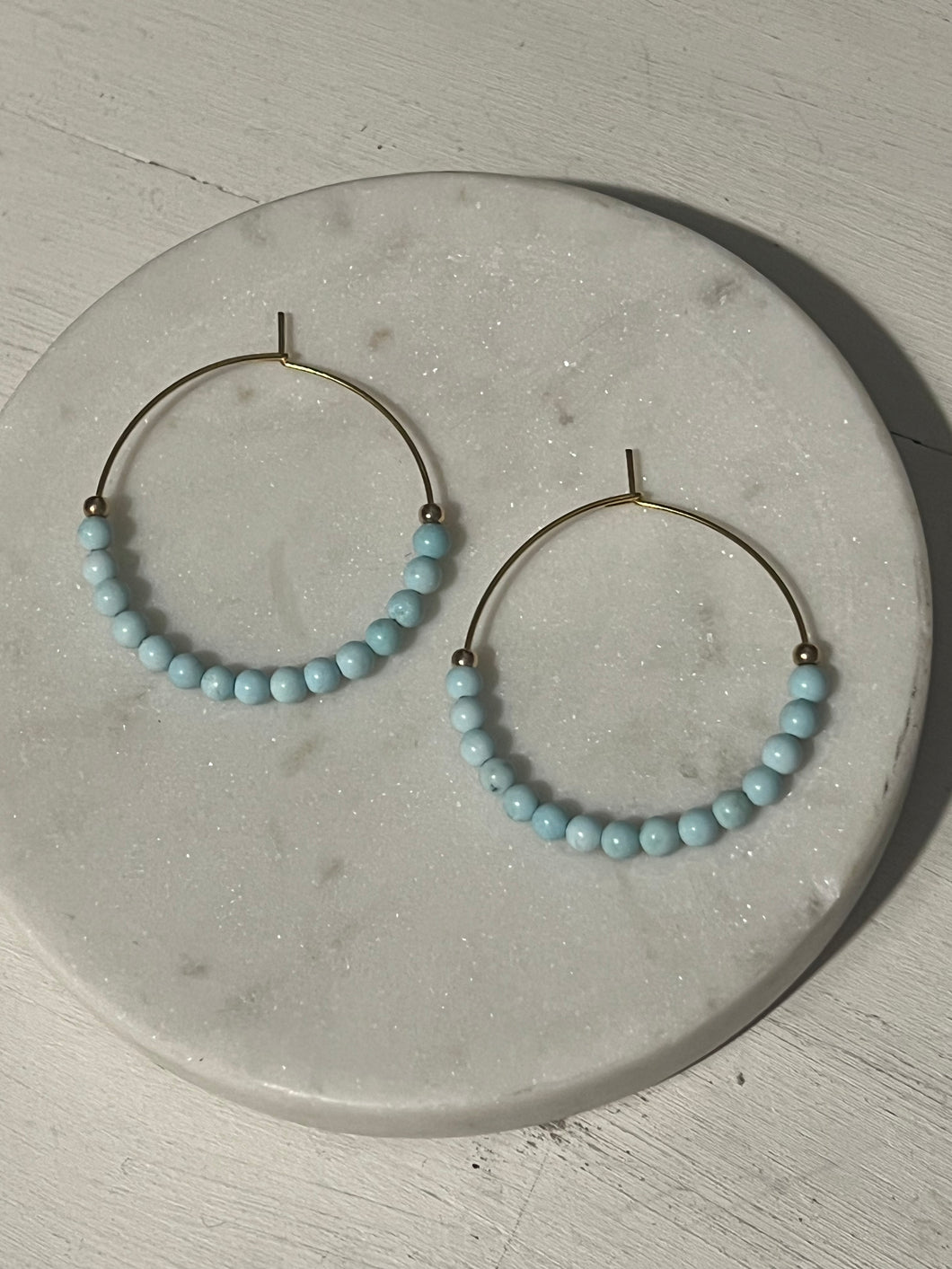 Pale Blue Turquoise Hoop Earrings