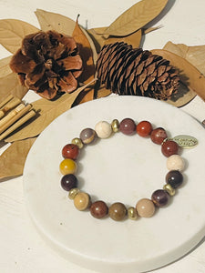 Mookaite Jasper Layering Bracelet with African Brass Nuggets