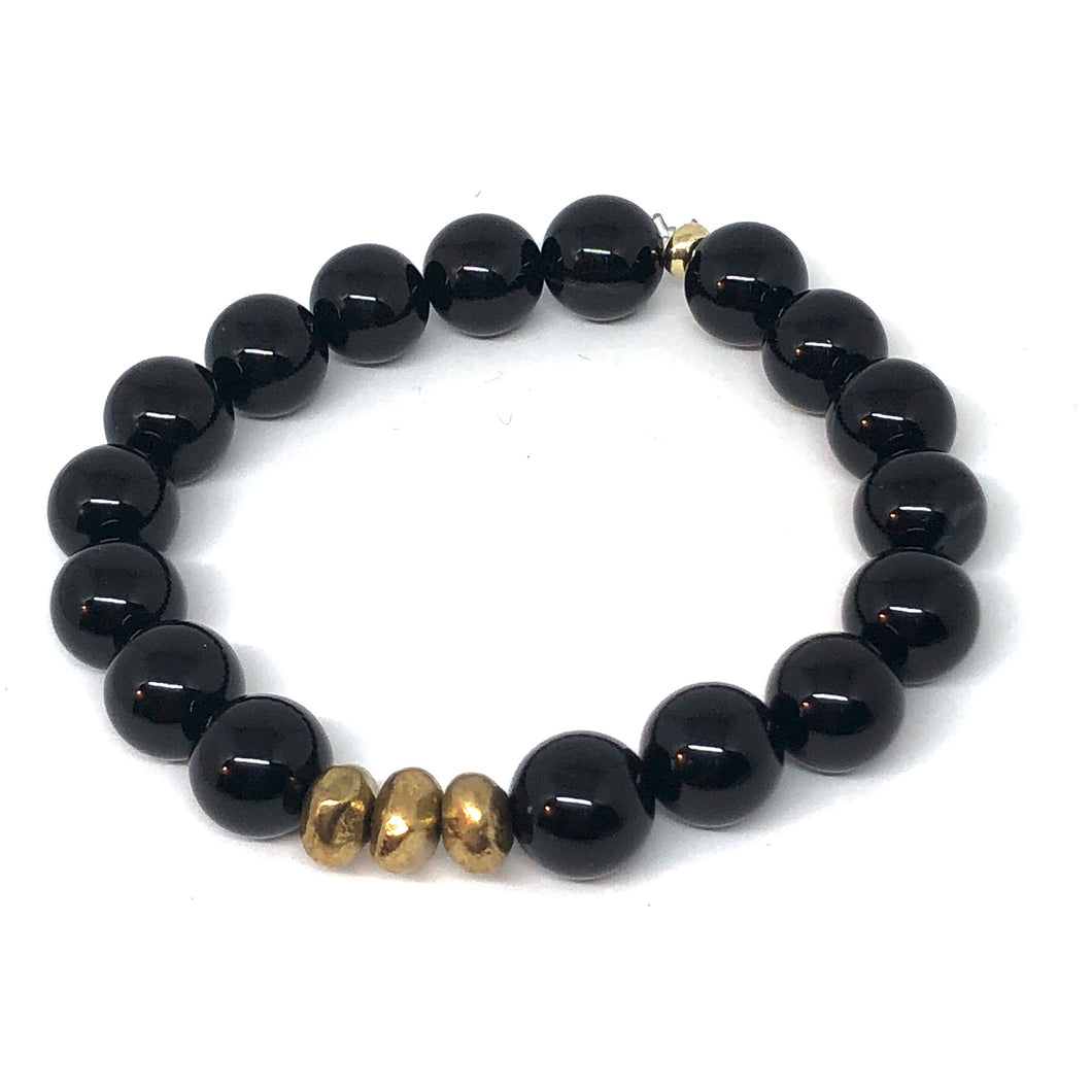 Black Onyx and Gold Accent Layering Bracelet