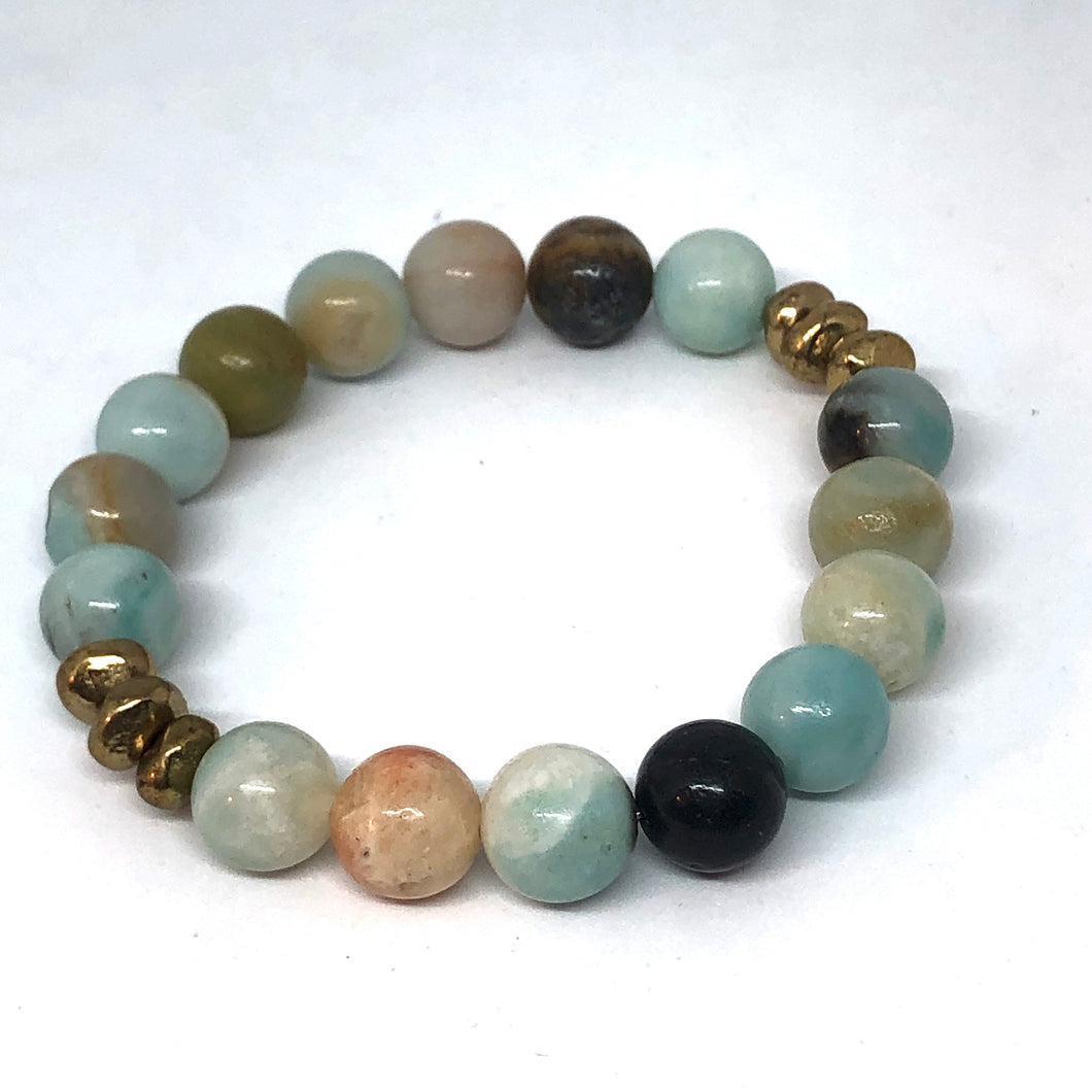 Amazonite and Gold Accent Layering Bracelet