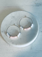 Beach Pink Heishi Hoop Earrings